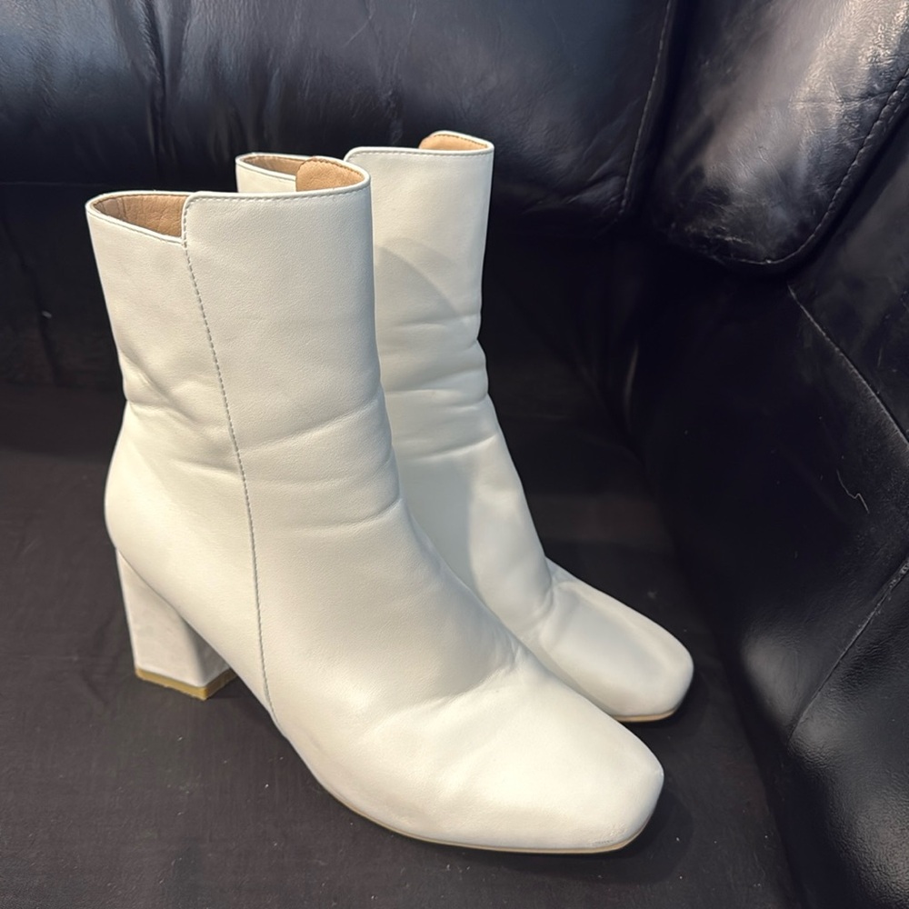 White square toed boots